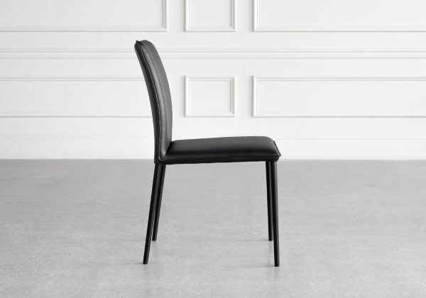 Beatrice Black Leather Dining Chair - Side