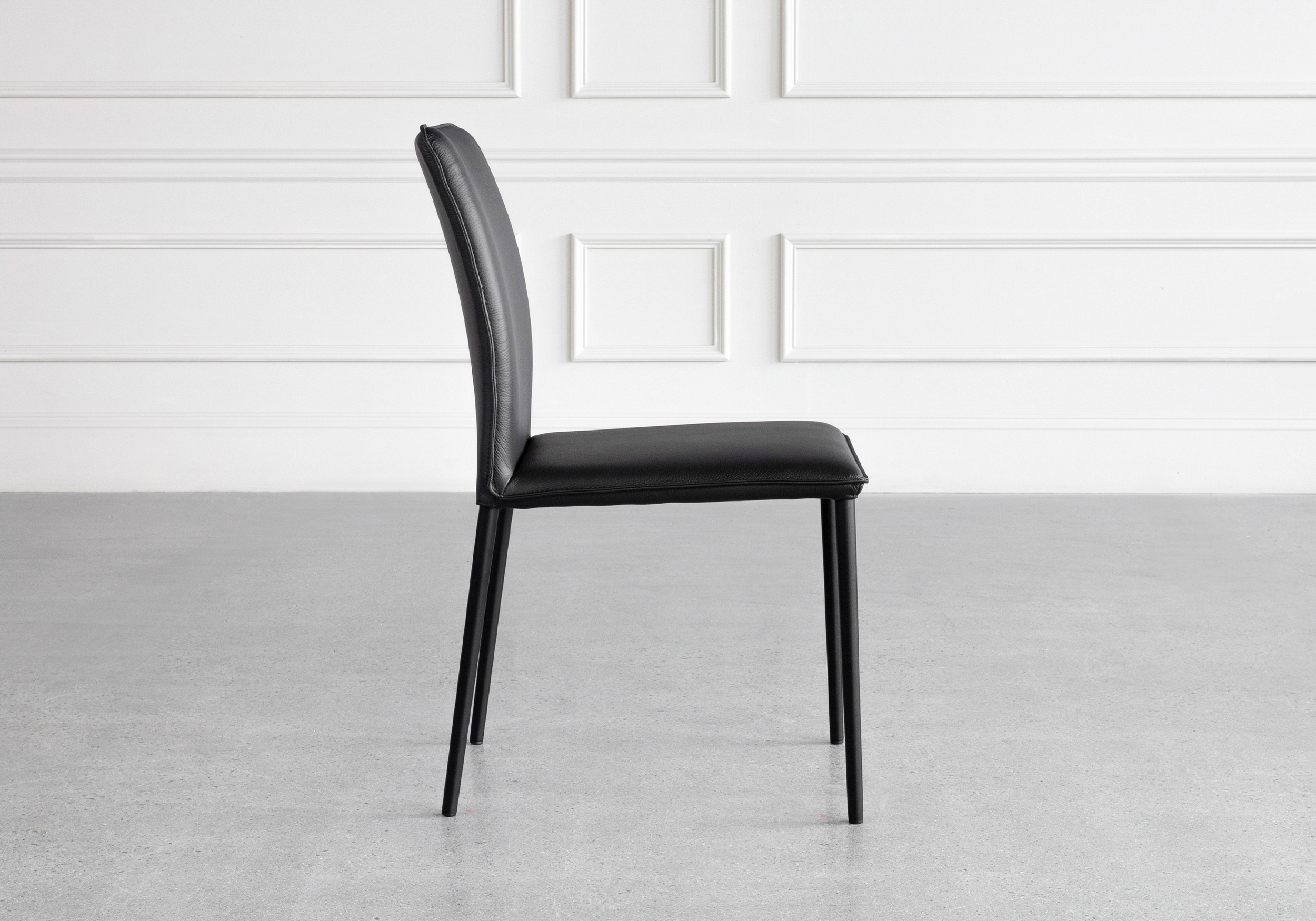 Beatrice Black Leather Dining Chair Side Beatrice Black Leather Dining Chair Side