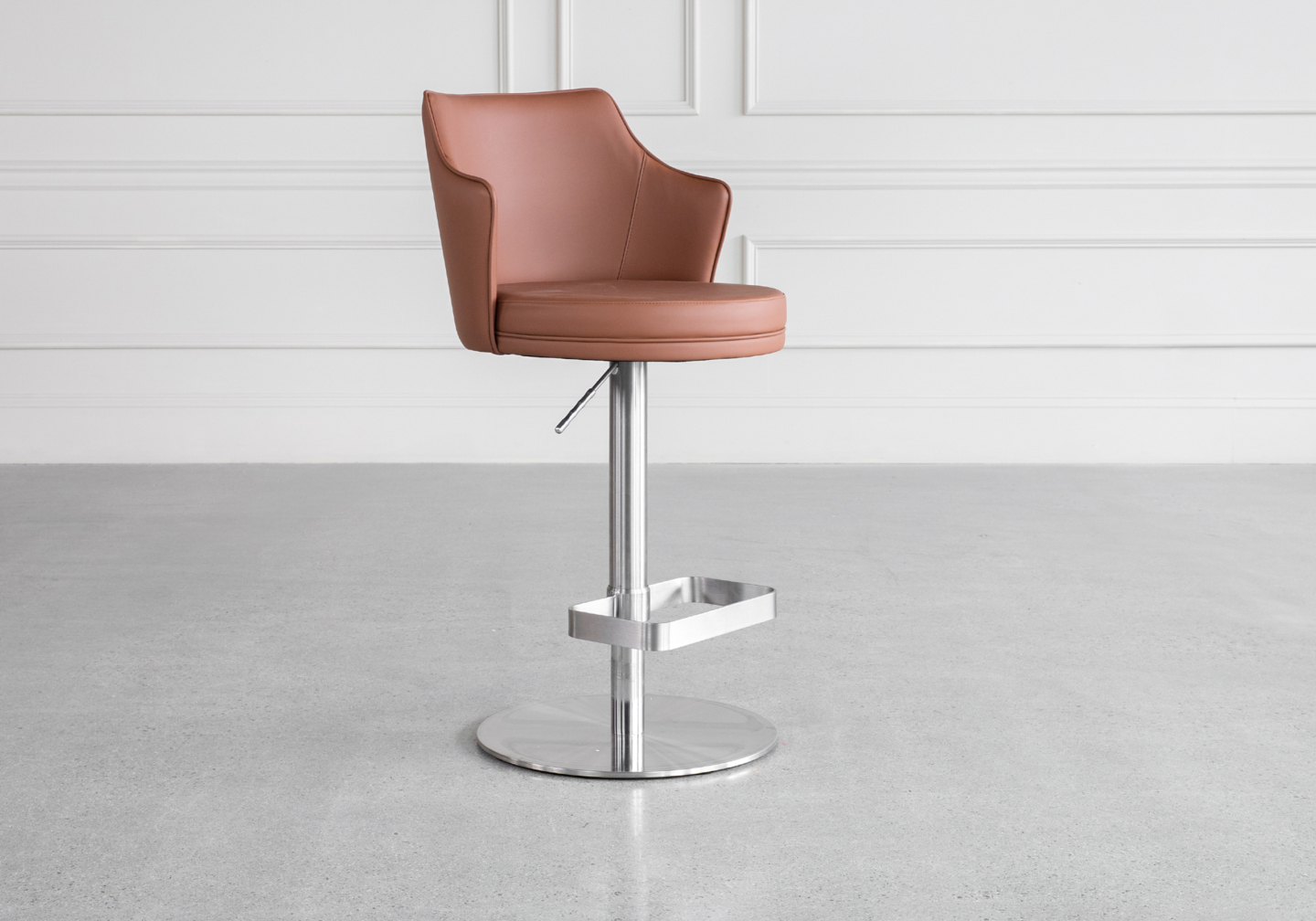 Lorca Cognac Vinyl Counter Stool Angle