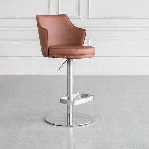 Lorca Cognac Vinyl Counter Stool - Angle