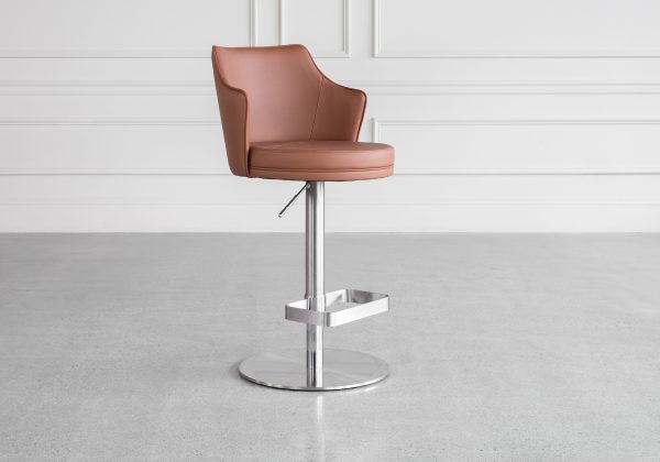 Lorca Cognac Vinyl Counter Stool - Angle