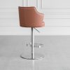 Lorca Cognac Vinyl Counter Stool - Back