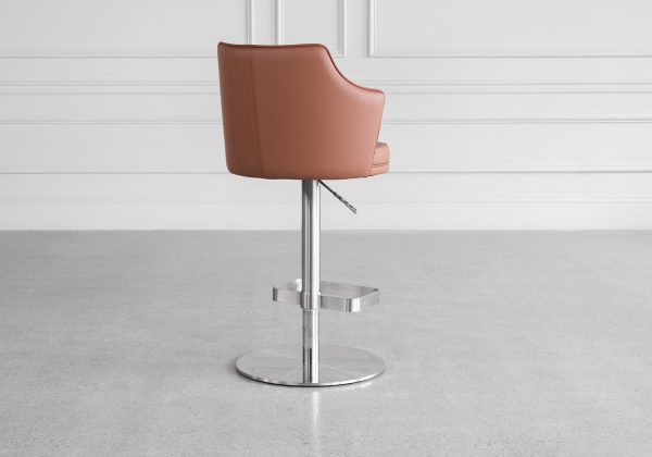 Lorca Cognac Vinyl Counter Stool - Back