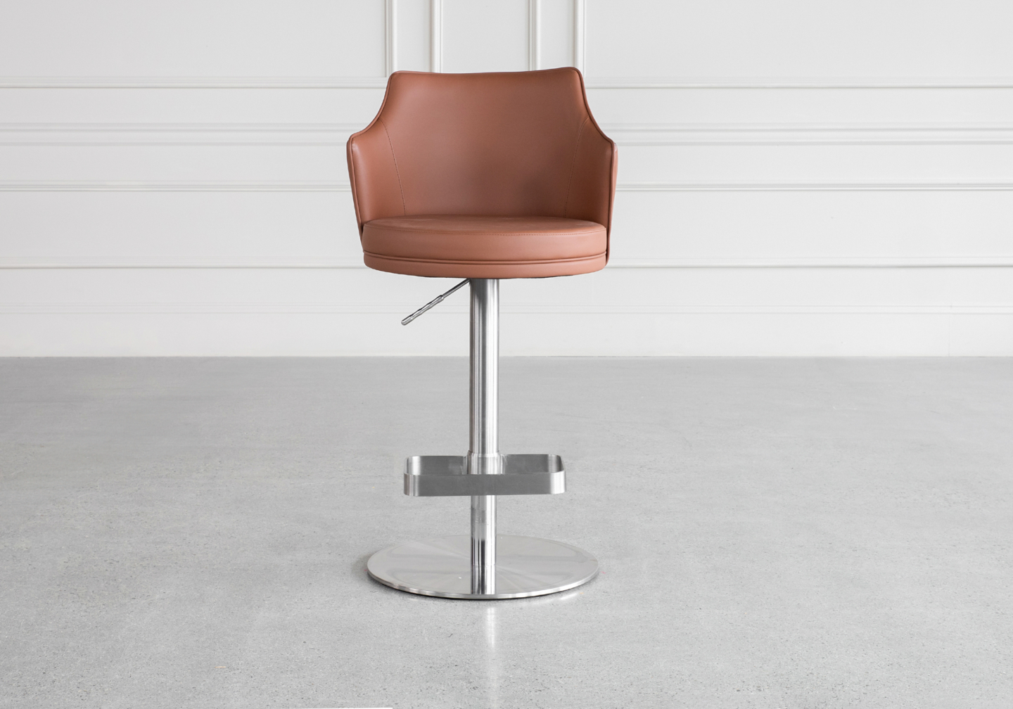 Lorca Cognac Vinyl Counter Stool Front