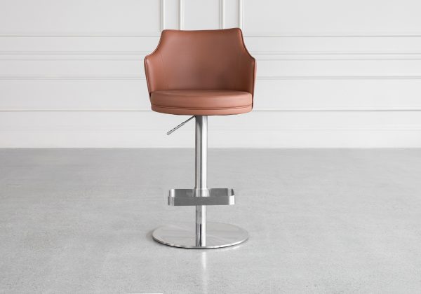 Lorca Cognac Vinyl Counter Stool - Front