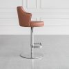Lorca Cognac Vinyl Counter Stool - Side