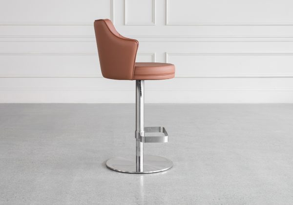 Lorca Cognac Vinyl Counter Stool - Side