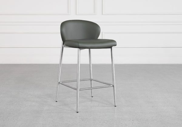 Mona Green 60 Vinyl Counter Stool - Angle
