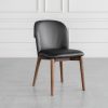 Nadine Black Leather Dining Chair - Angle