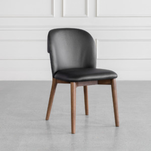 Nadine Black Leather Dining Chair Angle Nadine Black Leather Dining Chair Angle