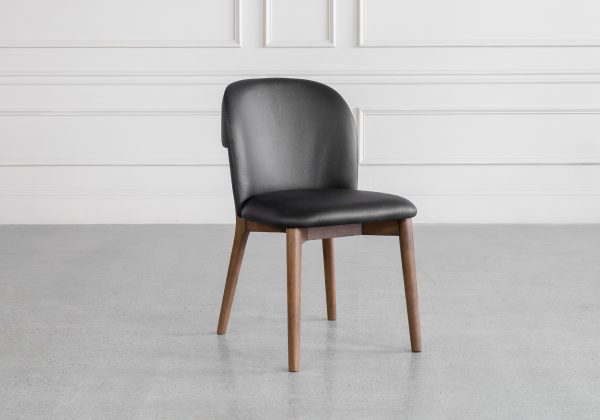 Nadine Black Leather Dining Chair - Angle