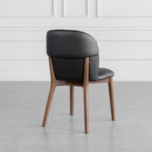 Nadine Black Leather Dining Chair Back Nadine Black Leather Dining Chair Back