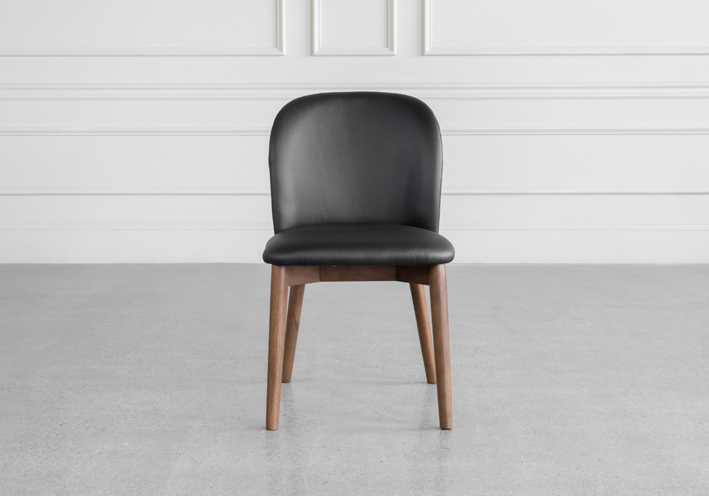 Nadine Black Leather Dining Chair Front