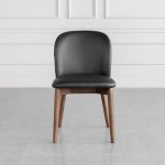 Nadine Black Leather Dining Chair Front