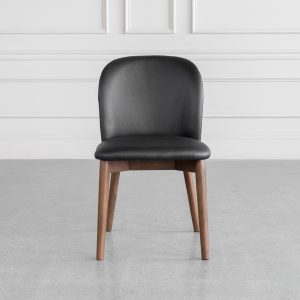 Nadine Black Leather Dining Chair - Front