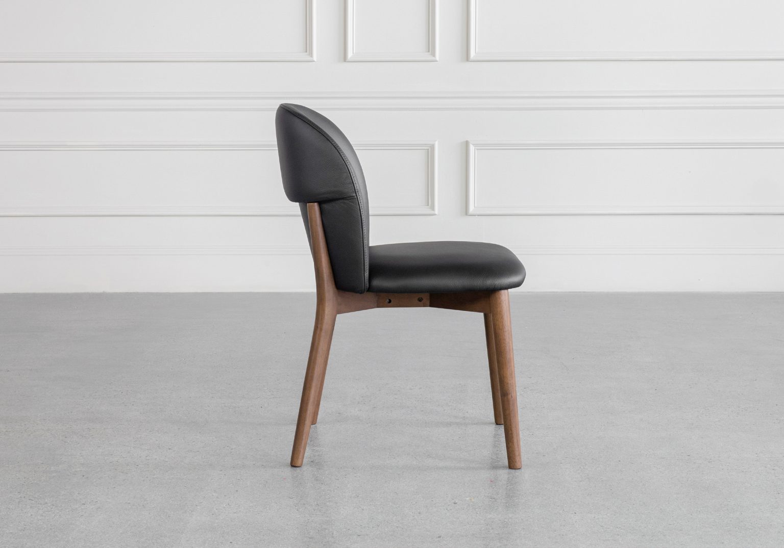 Nadine Black Leather Dining Chair Side