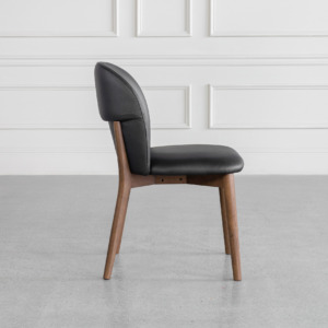 Nadine Black Leather Dining Chair Side Nadine Black Leather Dining Chair Side