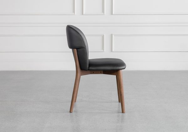 Nadine Black Leather Dining Chair - Side