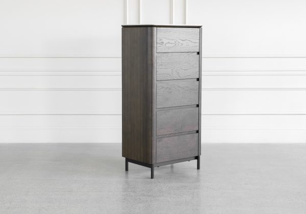 Phoenix Brown Oak Veneer Tallboy - Angle
