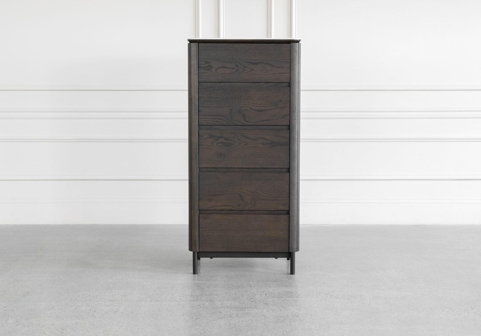 Phoenix Brown Oak Veneer Tallboy Front