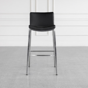Royce Black 80 Vinyl Barstool Front Royce Black 80 Vinyl Barstool Front