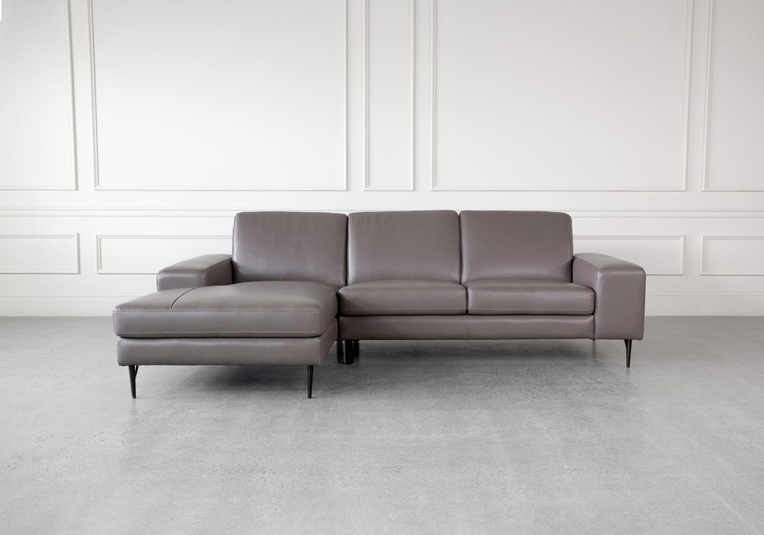 Sergio Brown L83 Leather SL Sectional Sofa Front