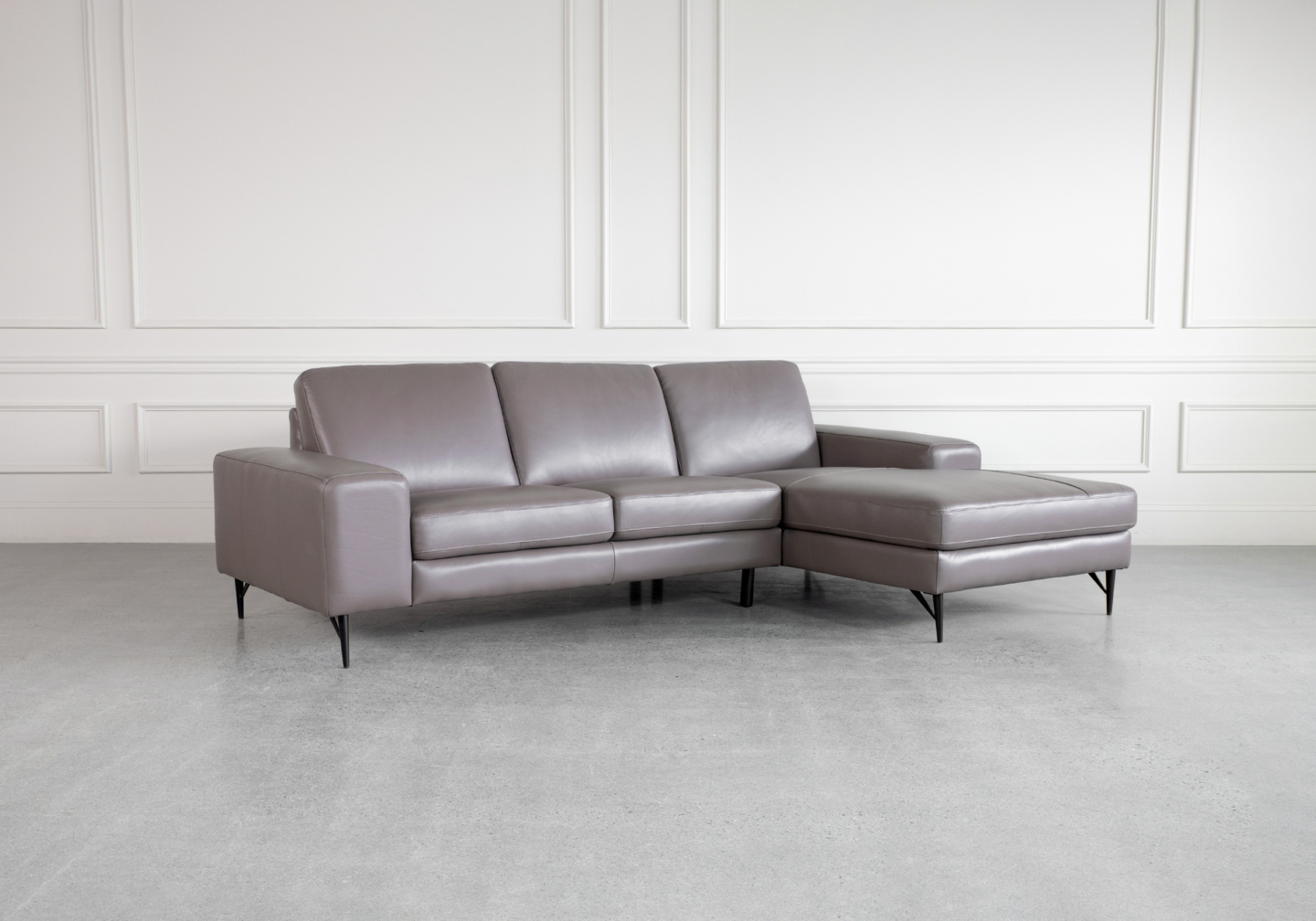 Sergio Brown L83 Leather SR Sectional Sofa Angle
