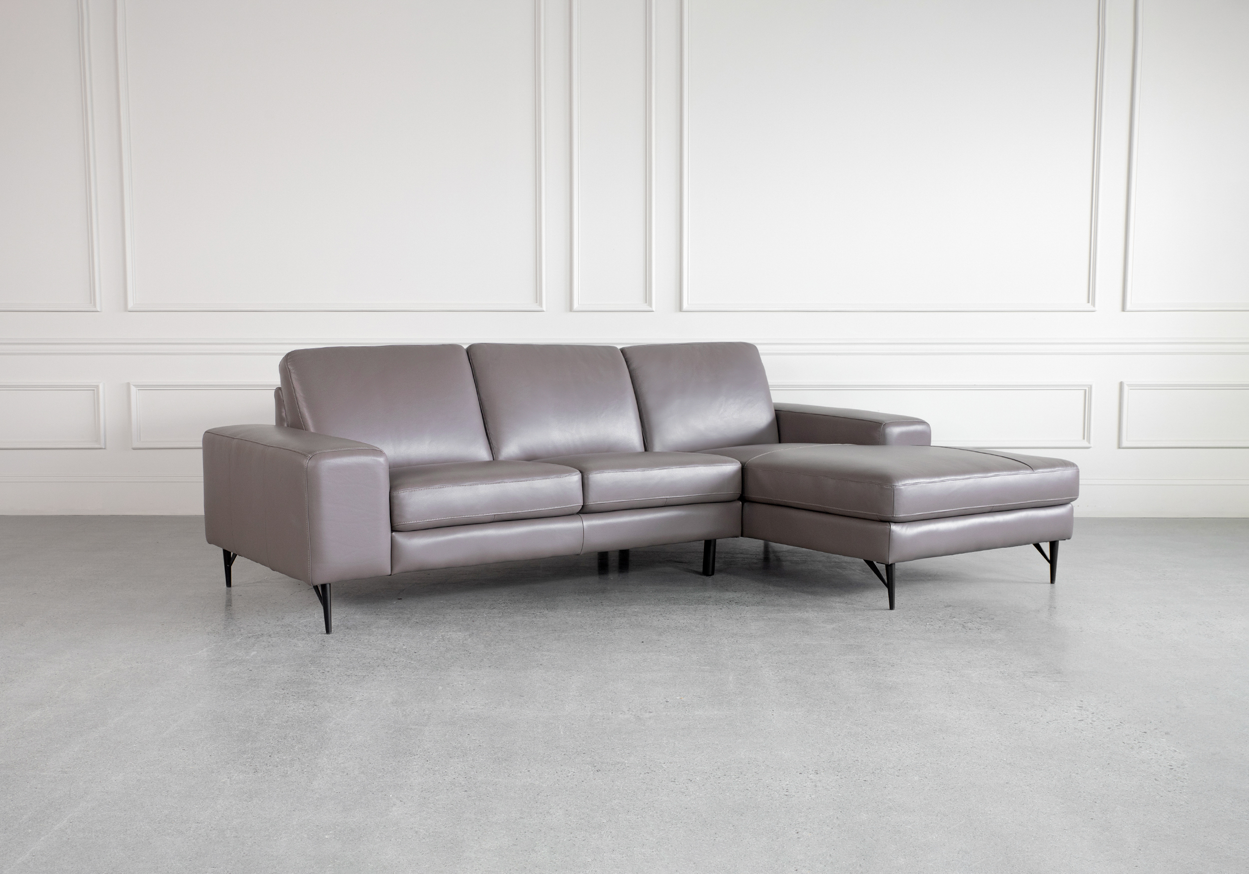 Sergio Brown L83 Leather SR Sectional Sofa Angle