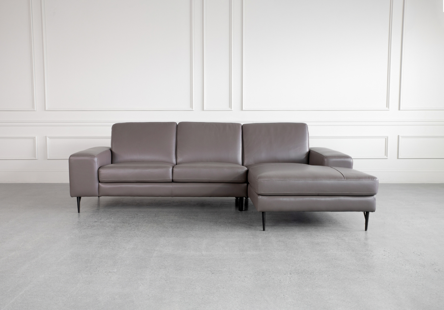 Sergio Brown L83 Leather SR Sectional Sofa Front