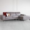 Sergio Brown L83 Leather SR Sectional Sofa with Pillows