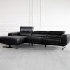 Viola Black Leather SL Sectional - Angle - 2