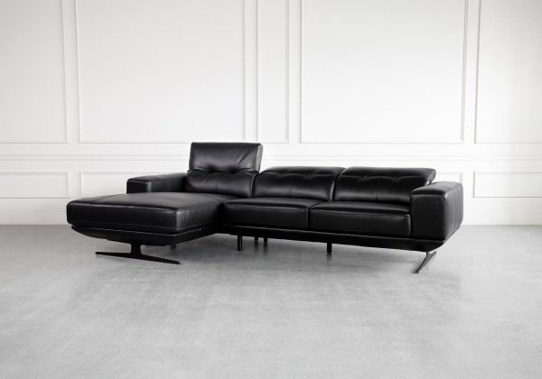 Viola Black Leather SL Sectional - Angle - 2
