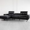 Viola Black Leather SL Sectional - Angle - 3