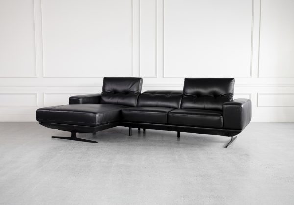 Viola Black Leather SL Sectional - Angle - 3