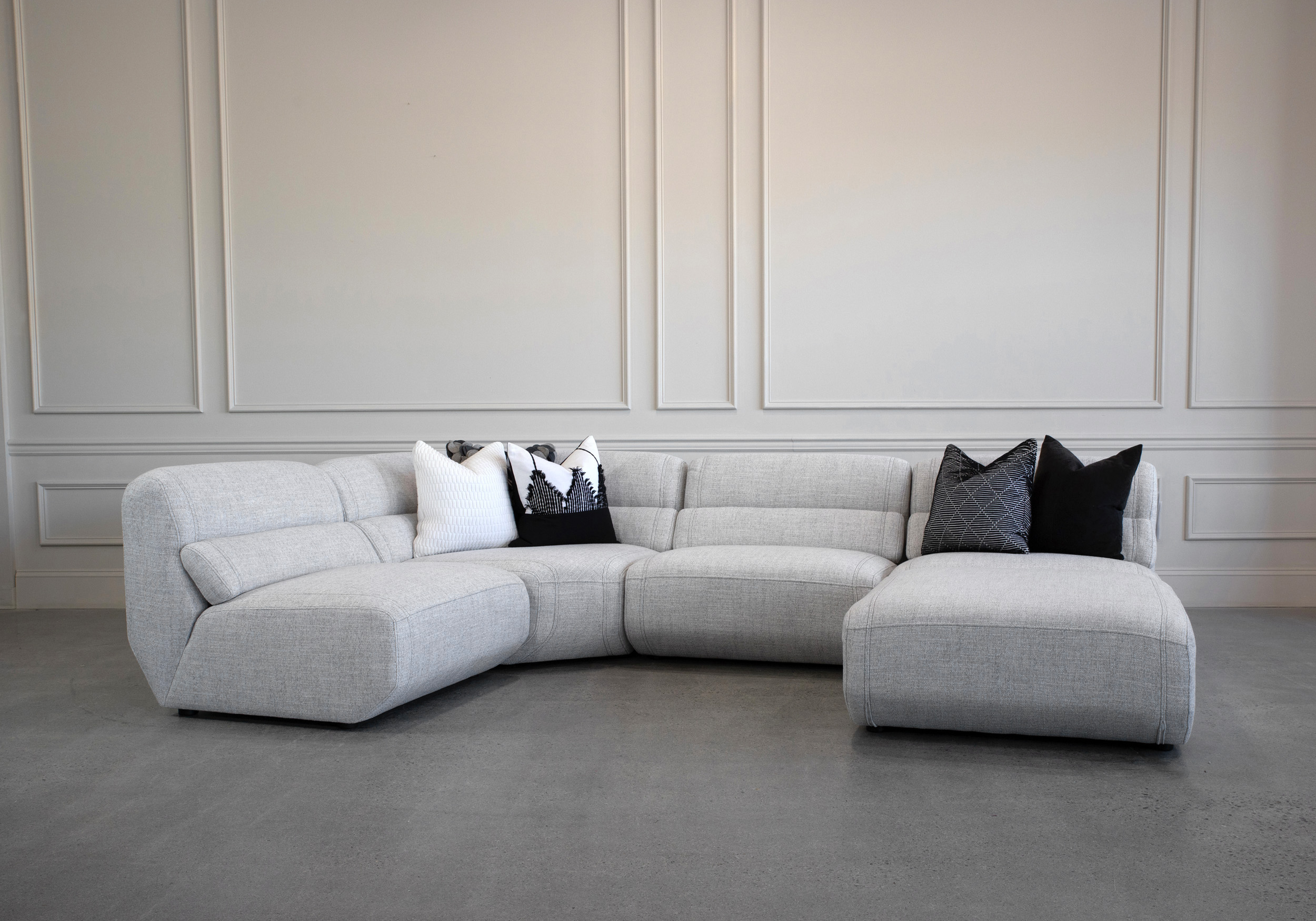 Barcelona Sectional Angle Chaise A303 Light Grey - Styled Photo