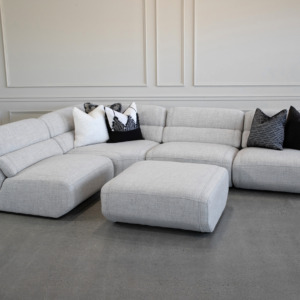 Barcelona Sectional Angle Ottoman A303 Light Grey - Styled Photo Barcelona Sectional Angle Ottoman A303 Light Grey - Styled Photo