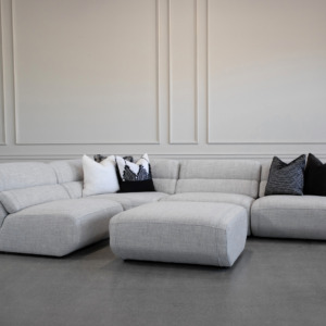 Barcelona Sectional Angle Ottoman A303 Light Grey - Styled Photo Barcelona Sectional Angle Ottoman A303 Light Grey - Styled Photo