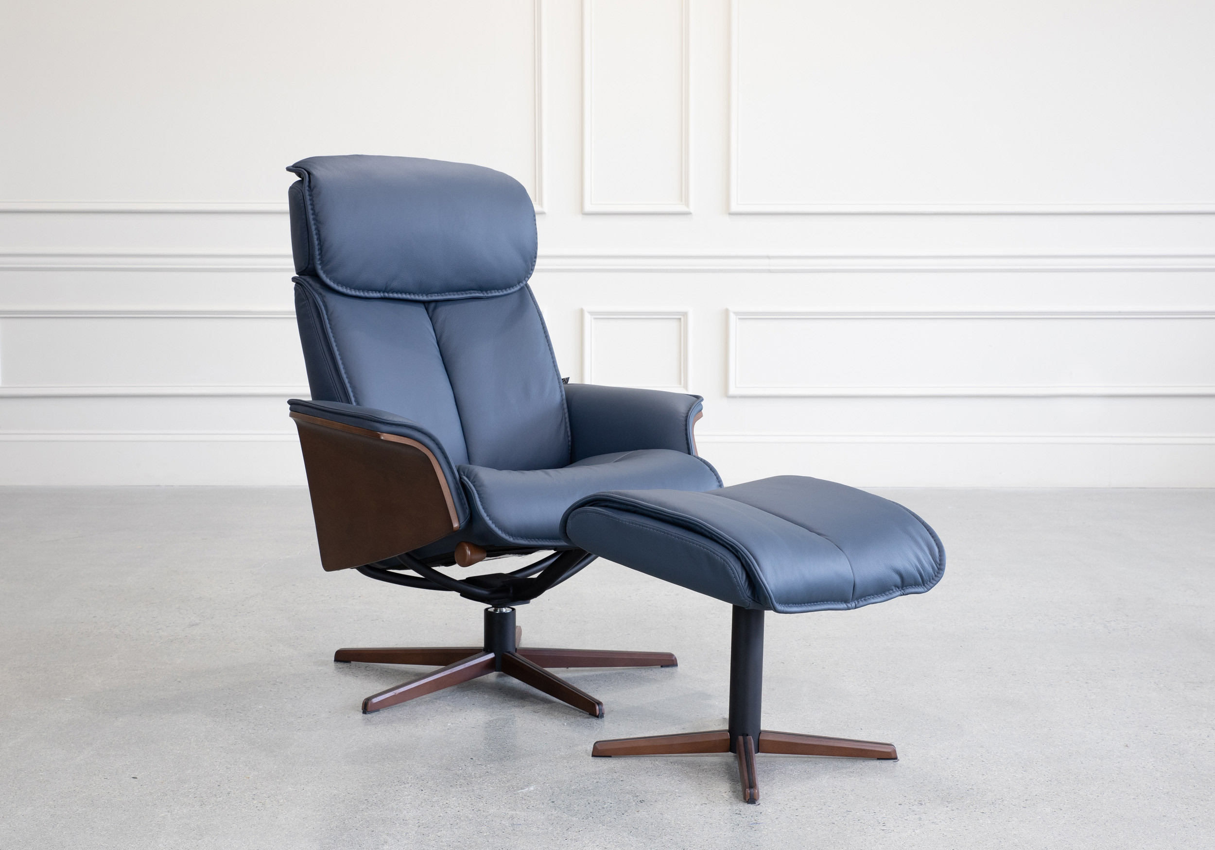 Milan Recliner Midnight Blue Angle 1
