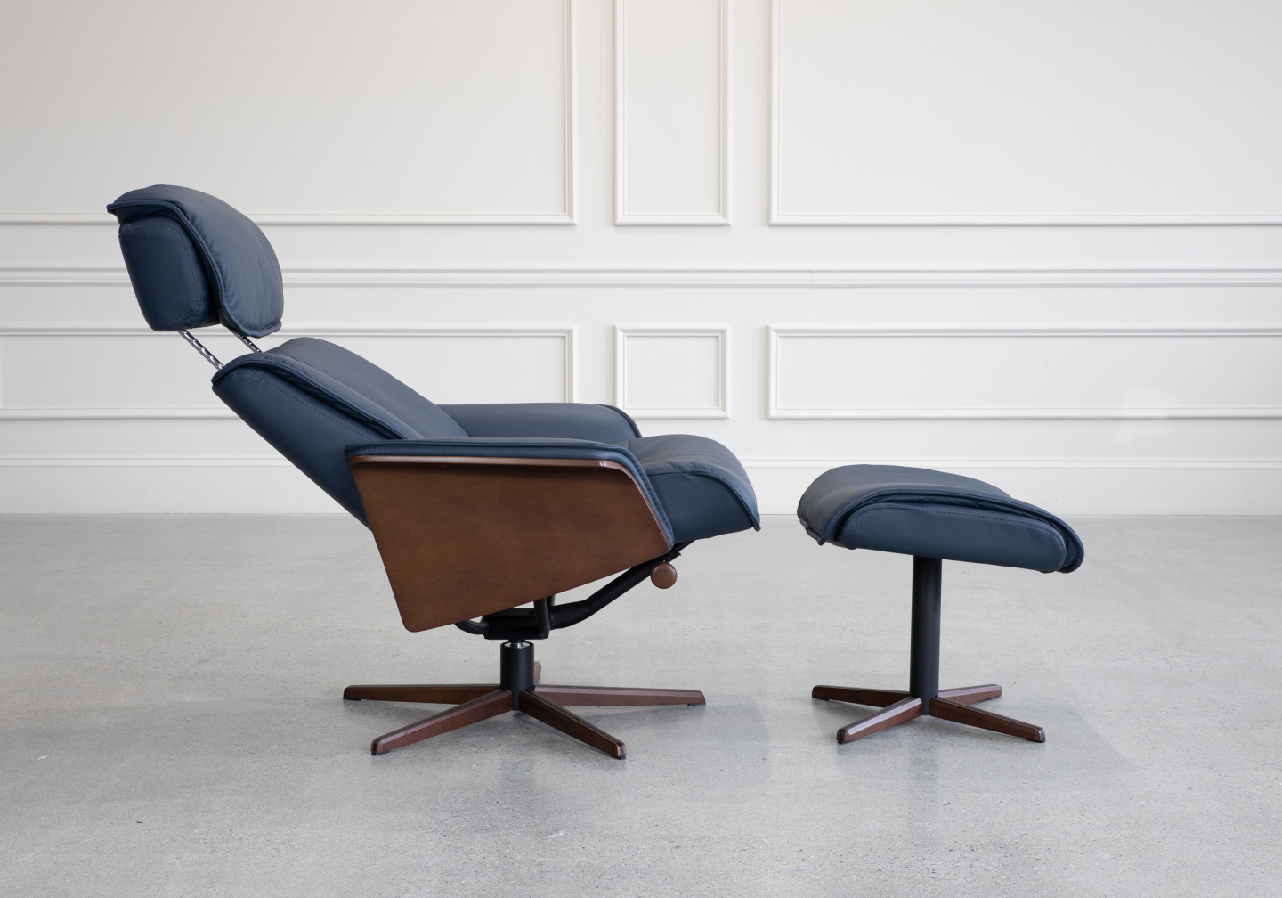 Milan Recliner Midnight Blue Recline 1