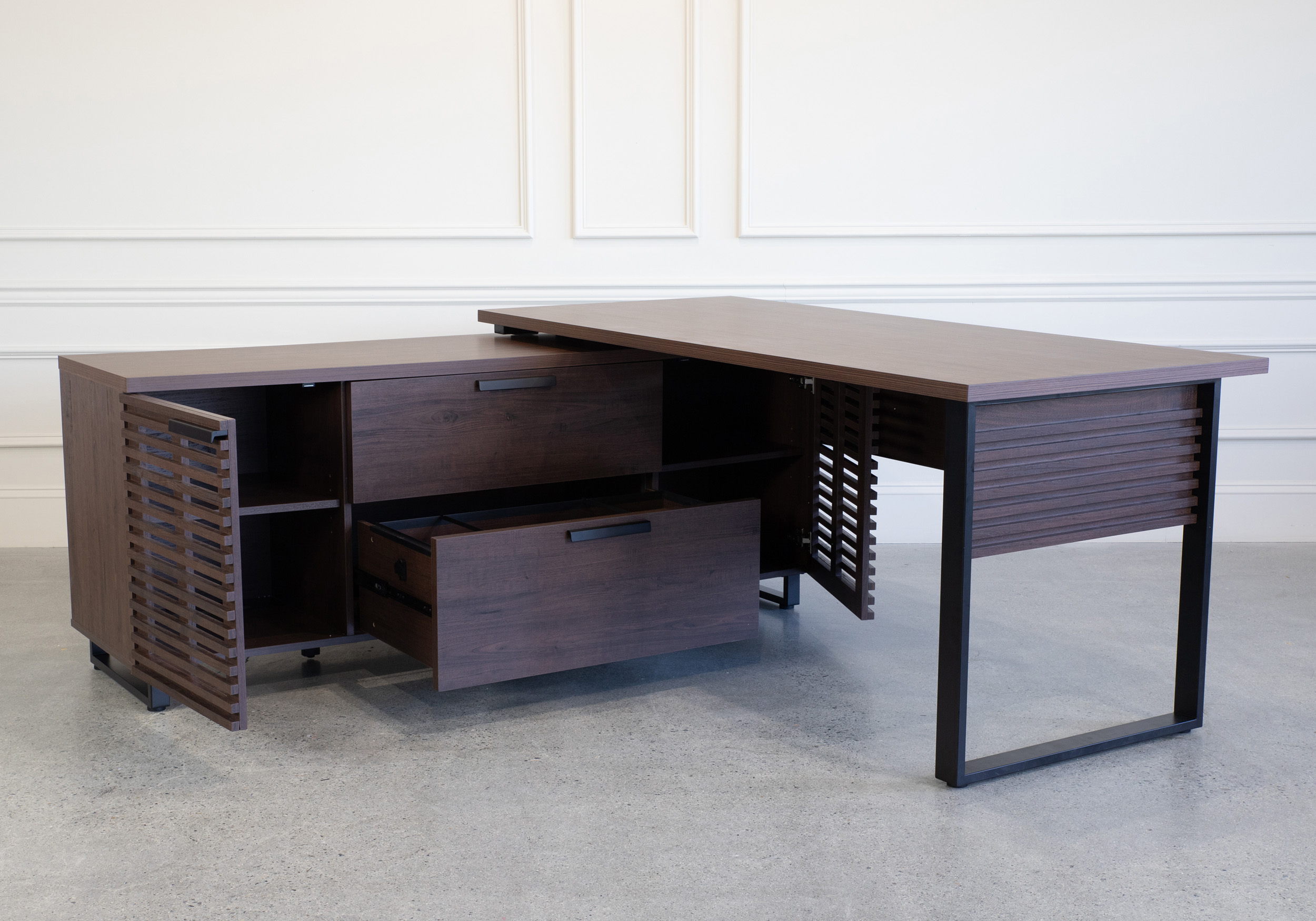 Bisana Executive Desk Angle Open Bisana Executive Desk Angle Open