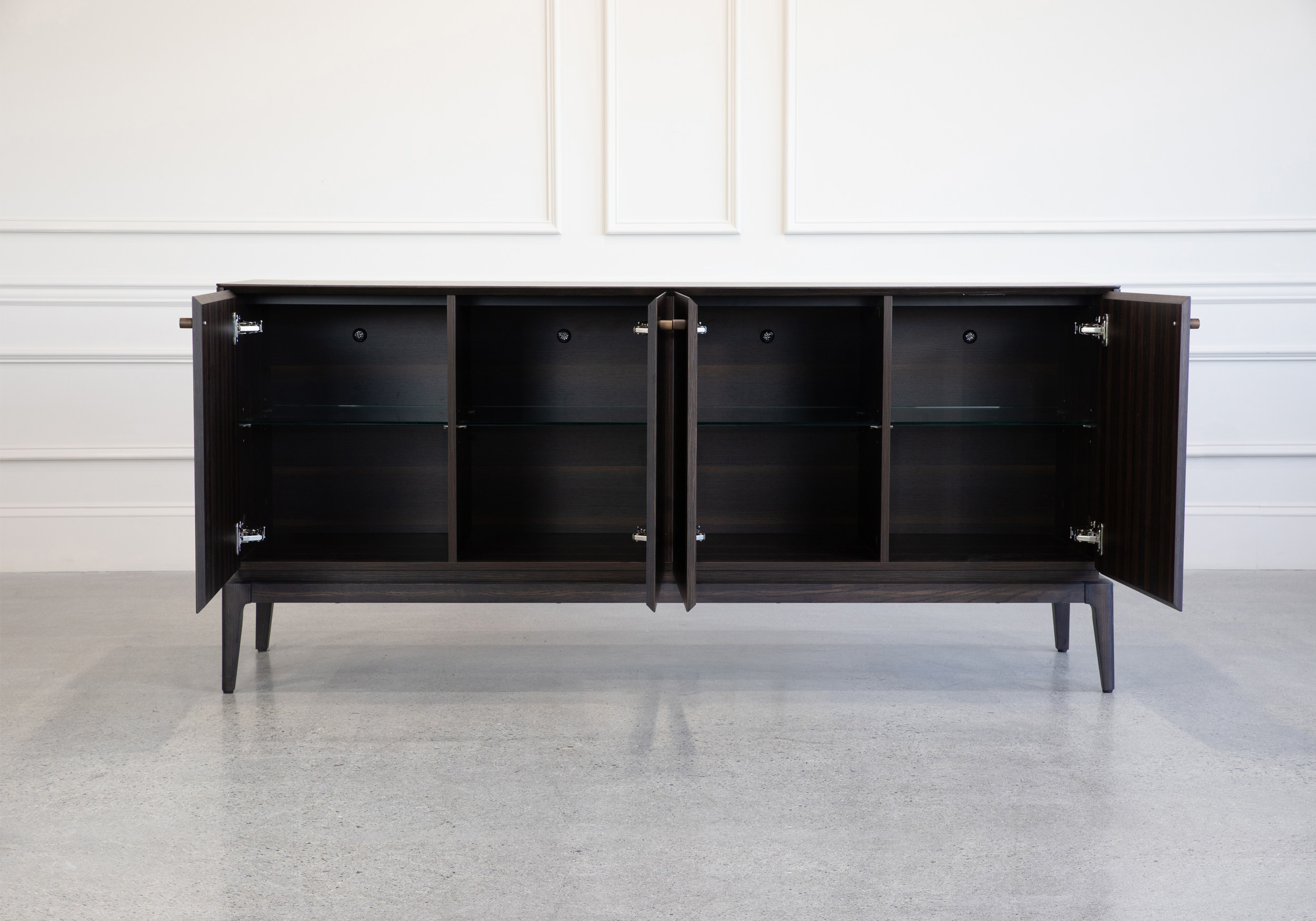 Lance Buffet Smoked Oak Front Open