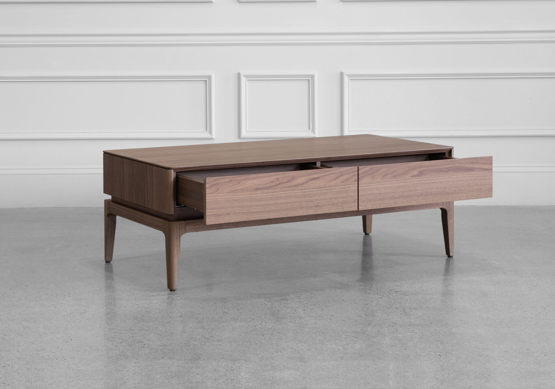 Lance Walnut Coffee Table - Angle - Open