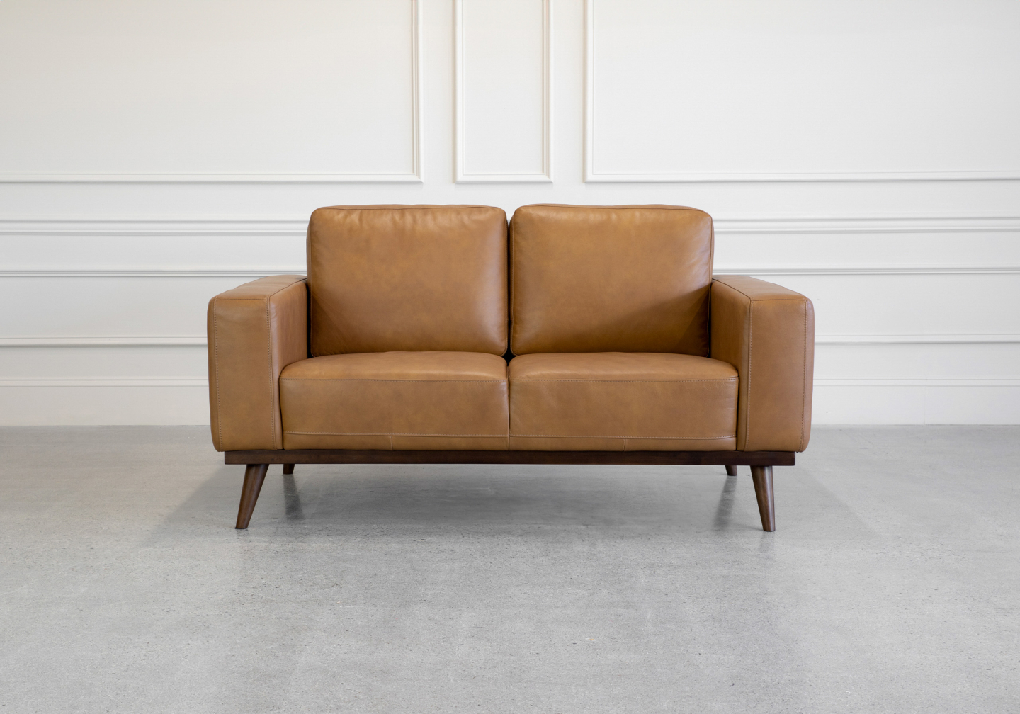 Renio Vintage Tan Leather Loveseat - Front