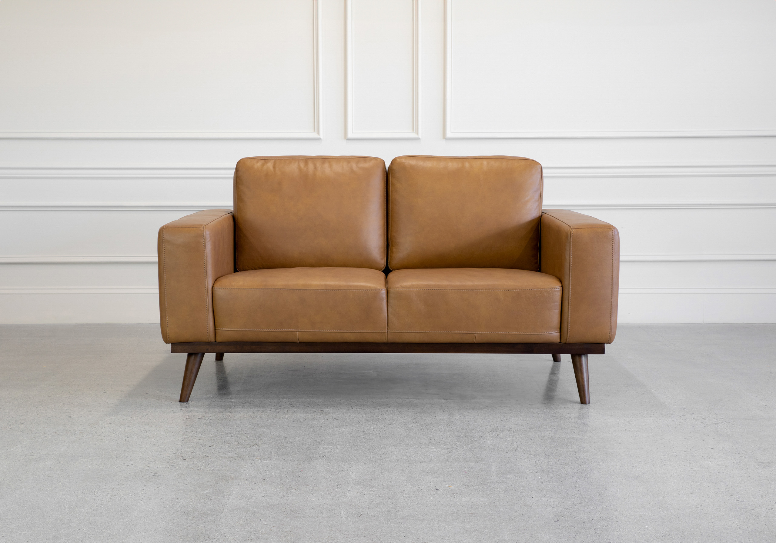 Renio Vintage Tan Leather Loveseat - Front