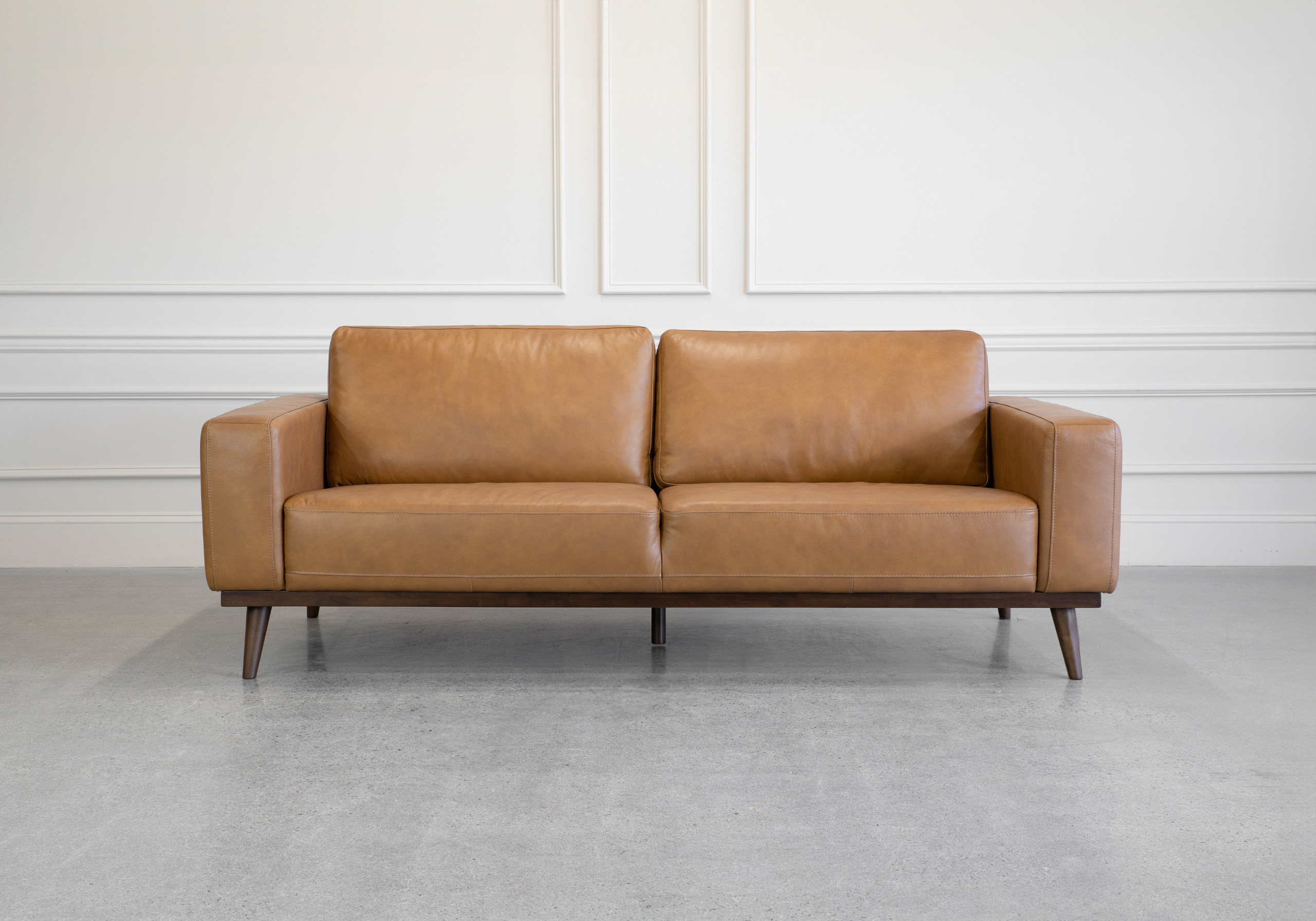 Renio Vintage Tan Leather Sofa - Front