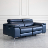 Stockholm Power Midnight Leather Loveseat - Angle