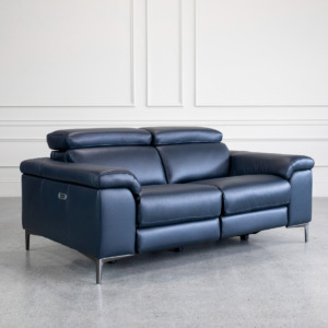 Stockholm Power Midnight Leather Loveseat - Angle Stockholm Power Midnight Leather Loveseat - Angle