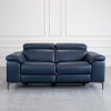Stockholm Power Midnight Leather Loveseat - Front