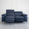 Stockholm Power Midnight Leather Loveseat - Front Recline
