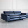 Stockholm Power Midnight Leather Sofa - Angle